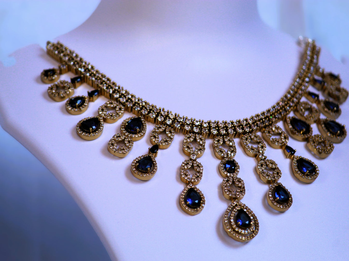 Navy Dhanvi Zirconia Jewellery Set