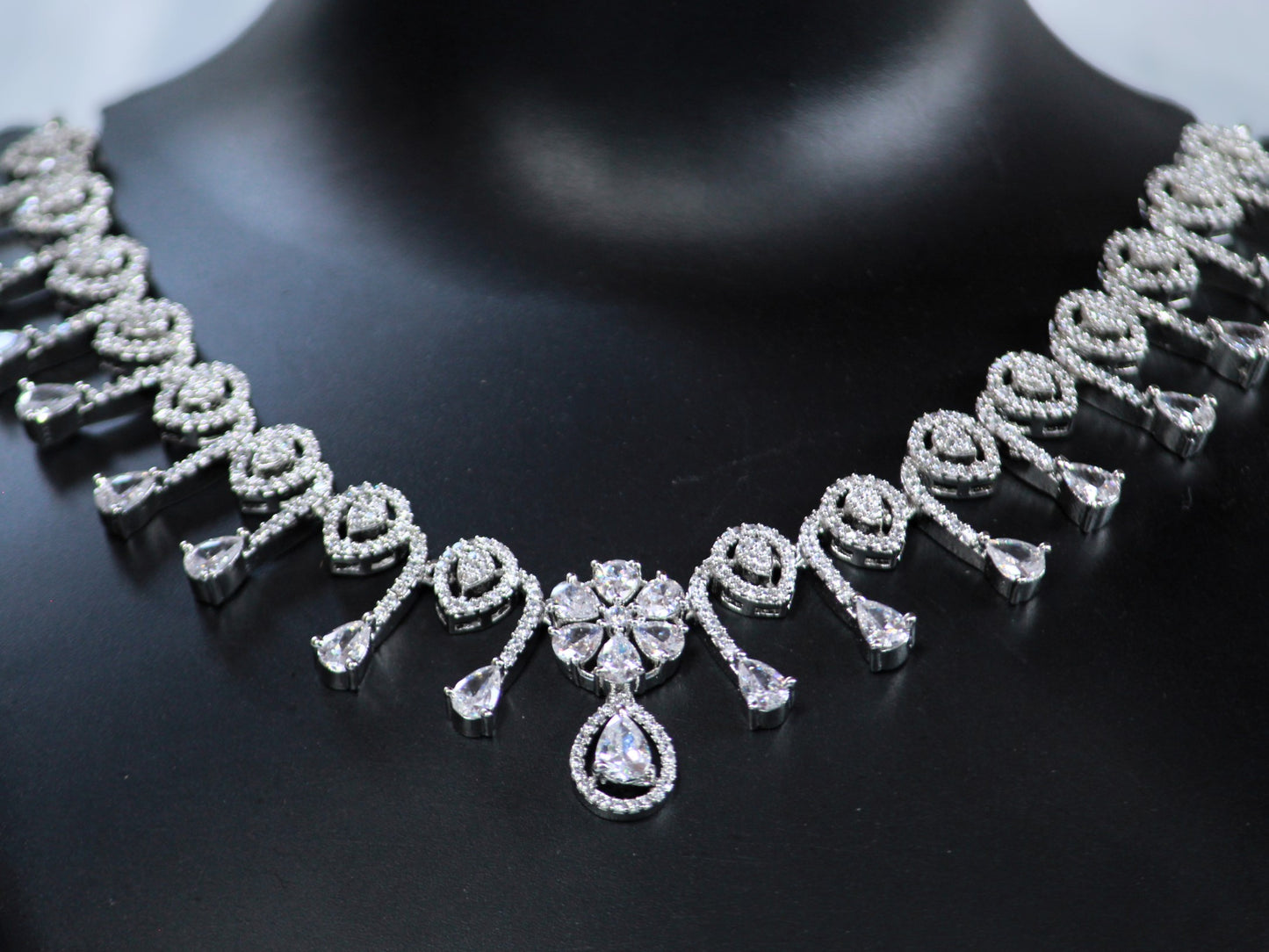 White Jaanvi Zirconia Jewellery Set