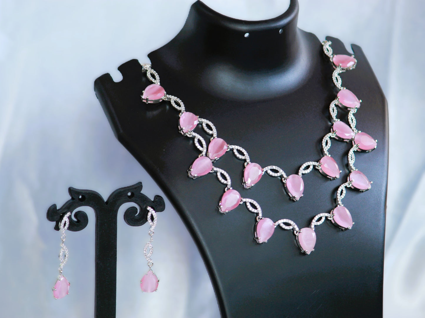 Blush Pink Jasmine Zirconia Jewellery Set