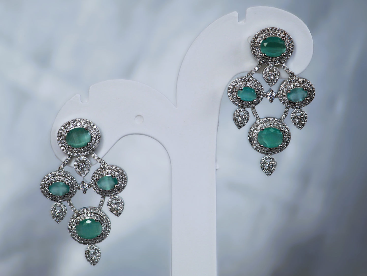 Mint Green Aarna Zirconia Jewellery Set