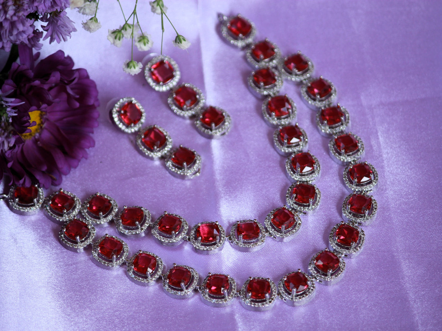 Ruby Nayna Zirconia Jewellery Set