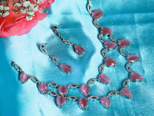 Blush Pink Jasmine Zirconia Jewellery Set