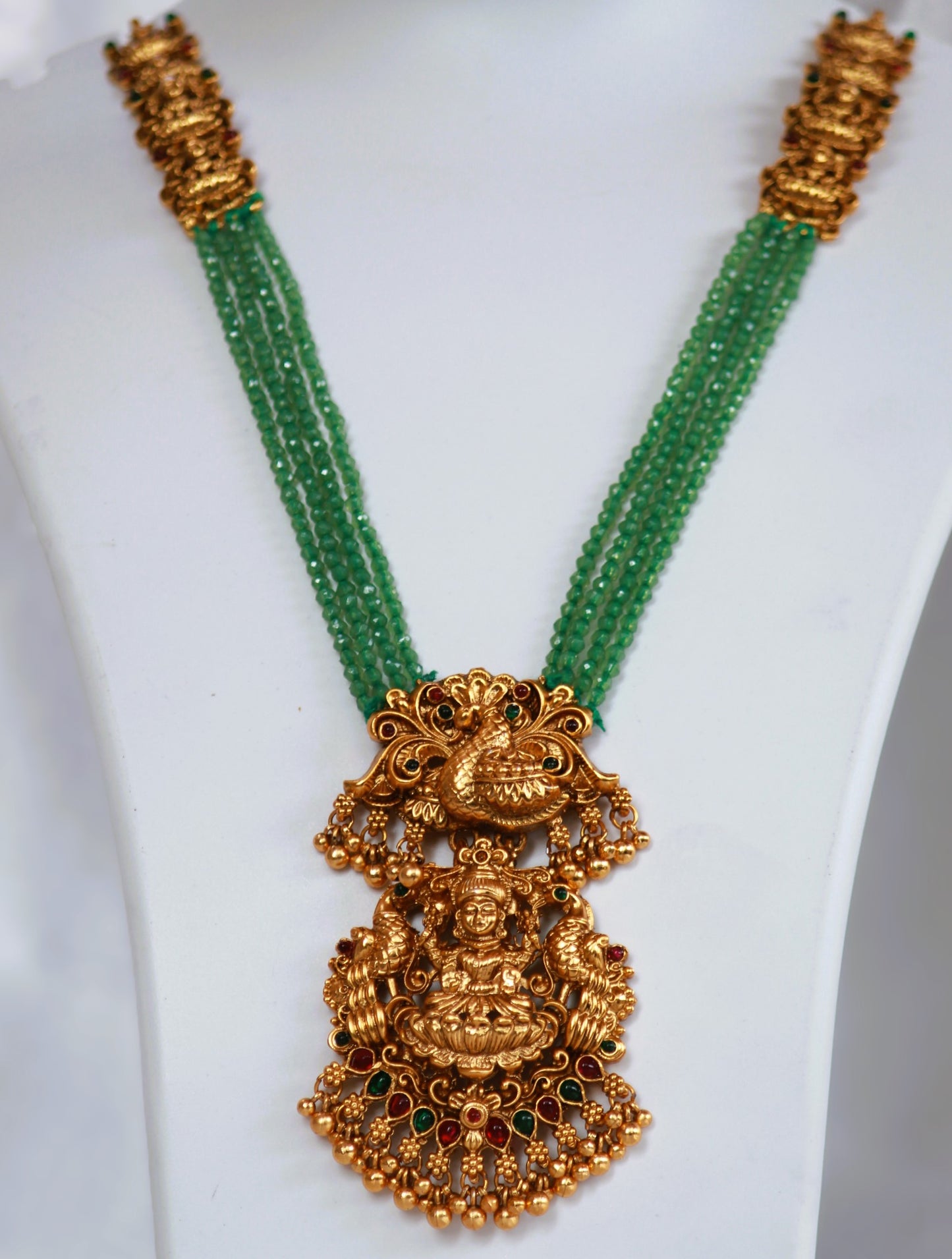 Green Mangalagauri Temple Jewellery Set
