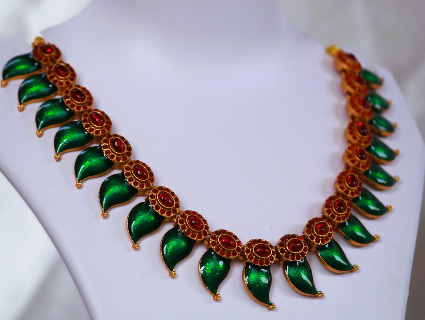 Green Charvi Meenakari Antique Jewellery Set