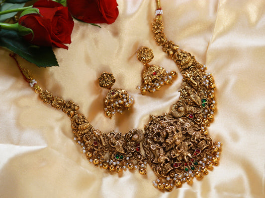 Green Anjana Temple Jewellery Set