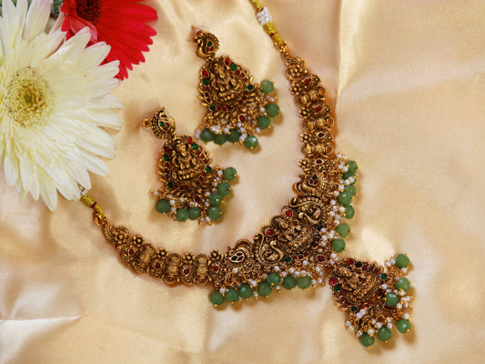 Green Soujanya Temple Jewellery Set