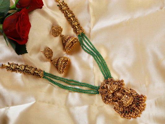 Green Mangalagauri Temple Jewellery Set
