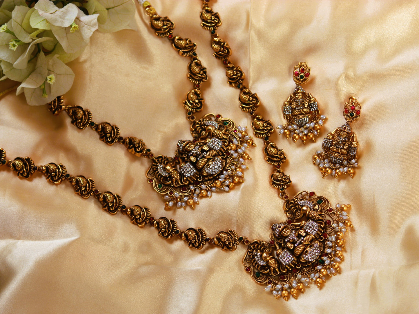 Golden Akshara Bridal Temple Jewellery Set