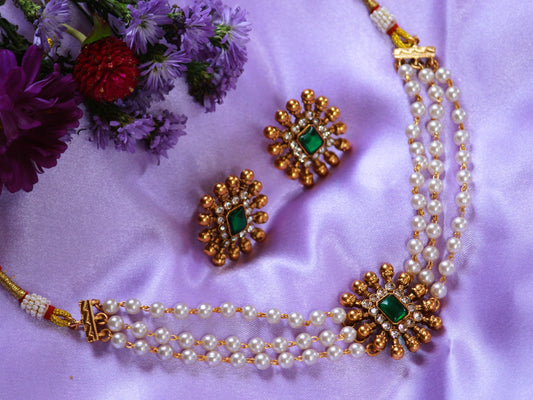Green Kriti Pearl Jewellery Set