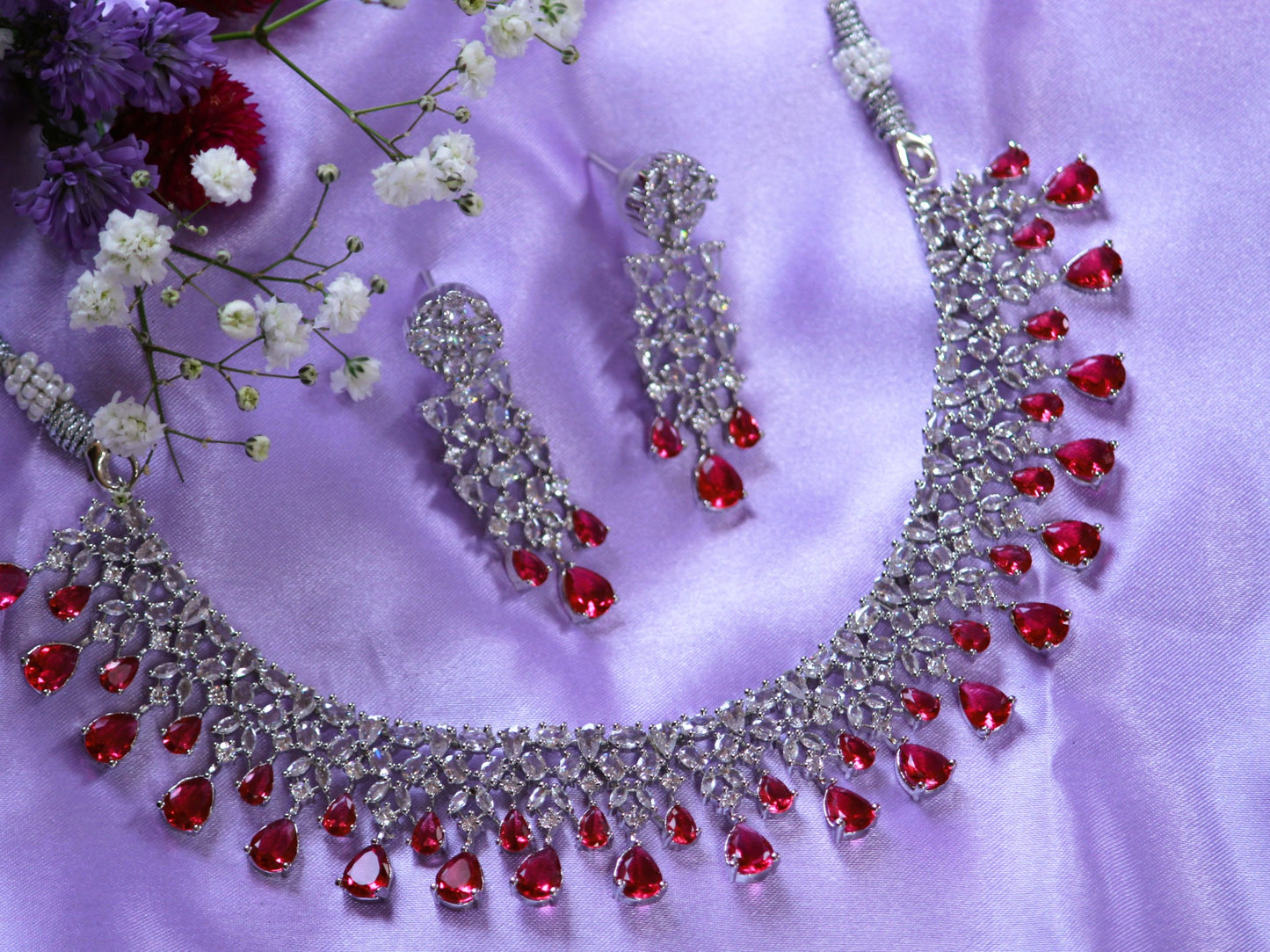 Ruby Pramati Zirconia Jewellery Set