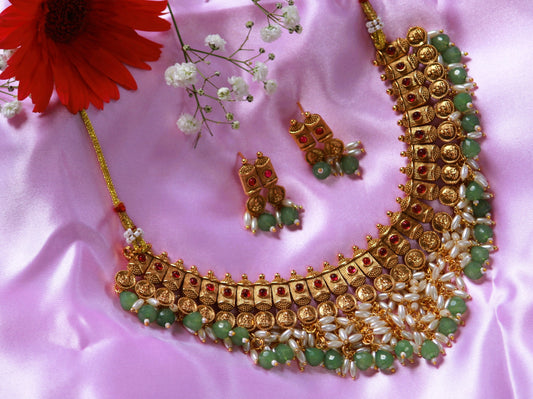 Golden Dhanya Antique Jewellery Set