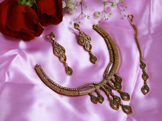 Green Sharmika Zirconia Jewellery Set