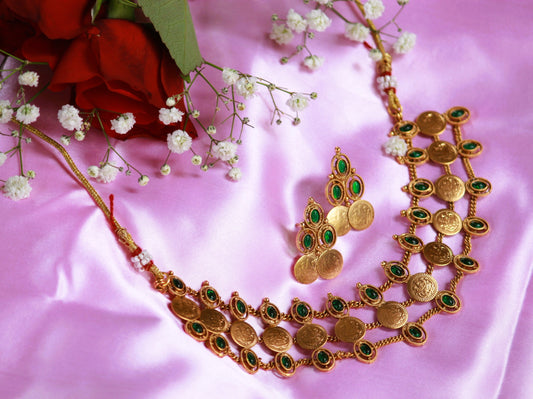 Green Aarvi Antique Jewellery Set