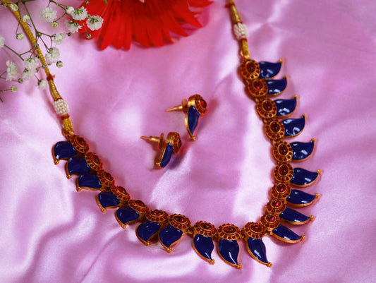 Blue Charvi Meenakari Antique Jewellery Set