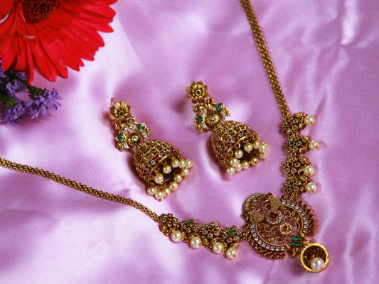 Golden Sarika Antique Jewellery Set