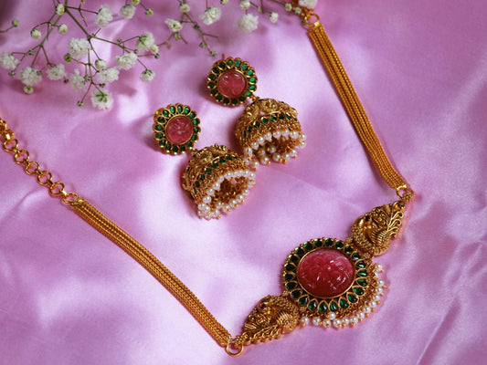 Green Aashvi Ethnic Jewellery Set