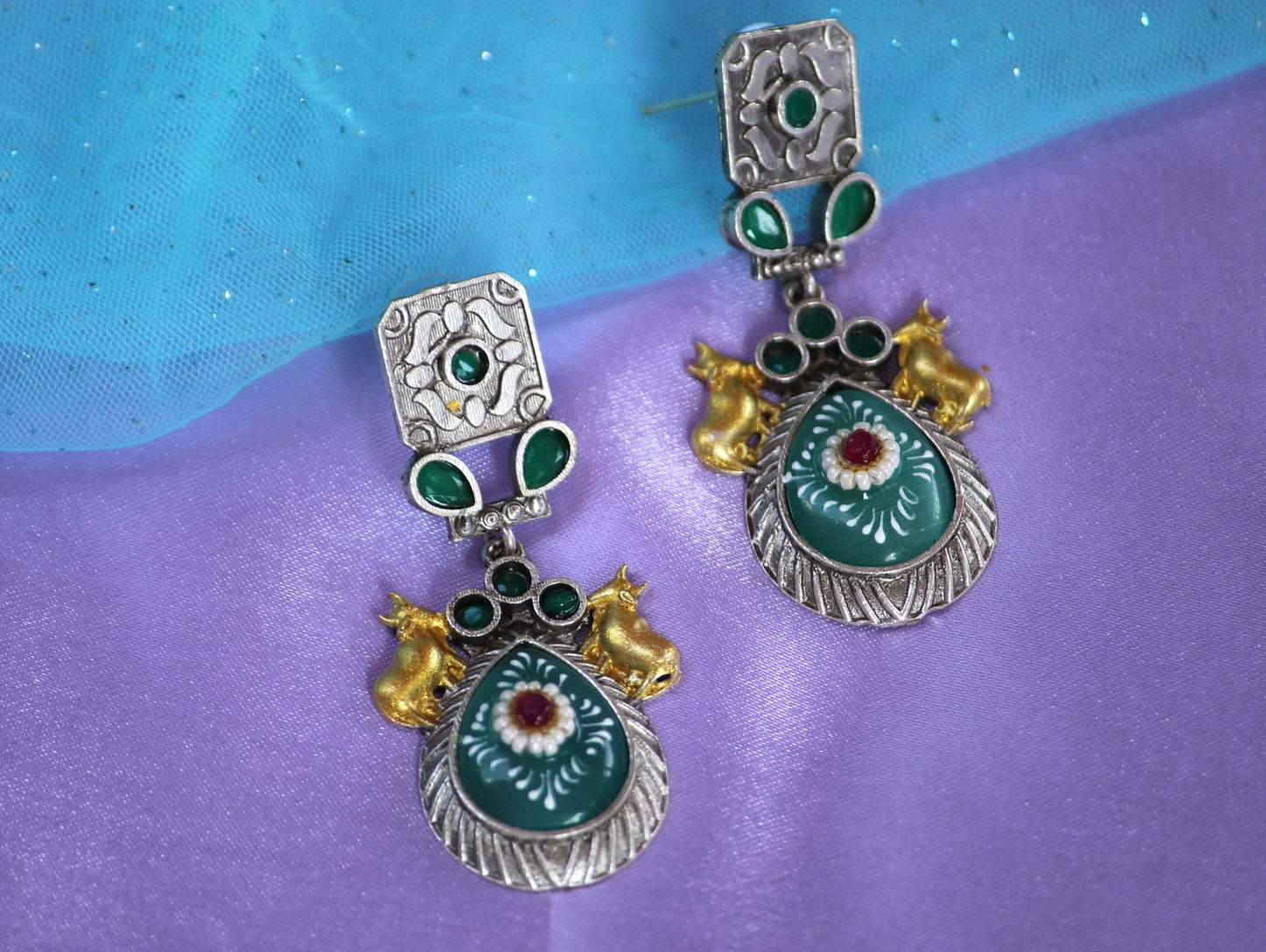 Green Keshini Dual Tone Danglers