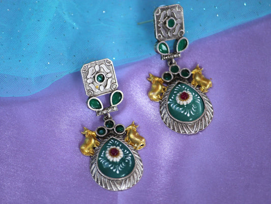 Green Keshini Dual Tone Danglers