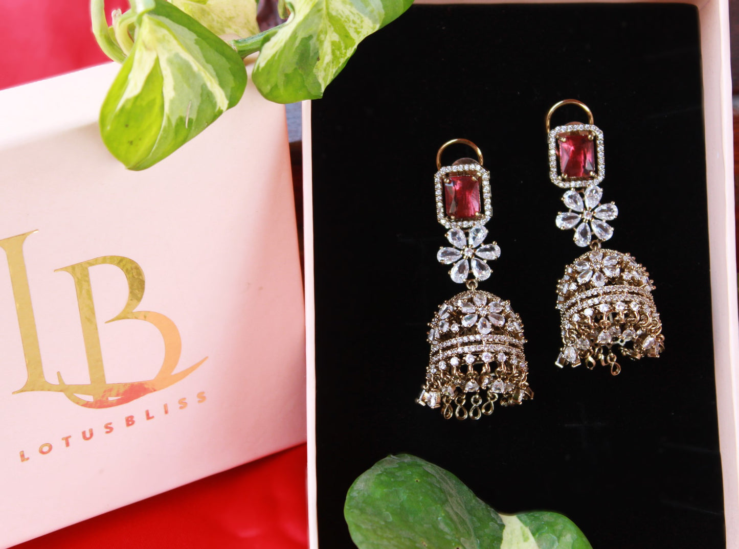 Ruby Lipsa Victorian Jhumkis
