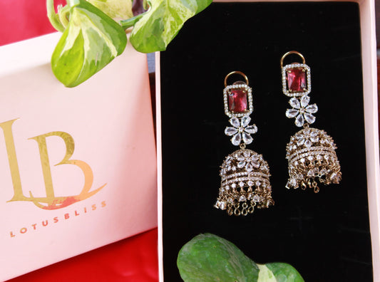 Ruby Lipsa Victorian Jhumkis