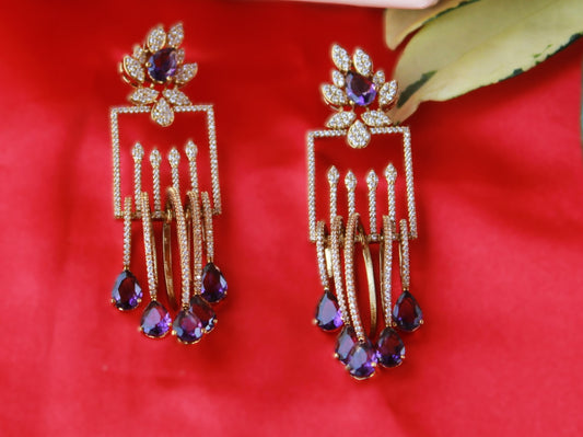 Purple Saania Zirconia Danglers