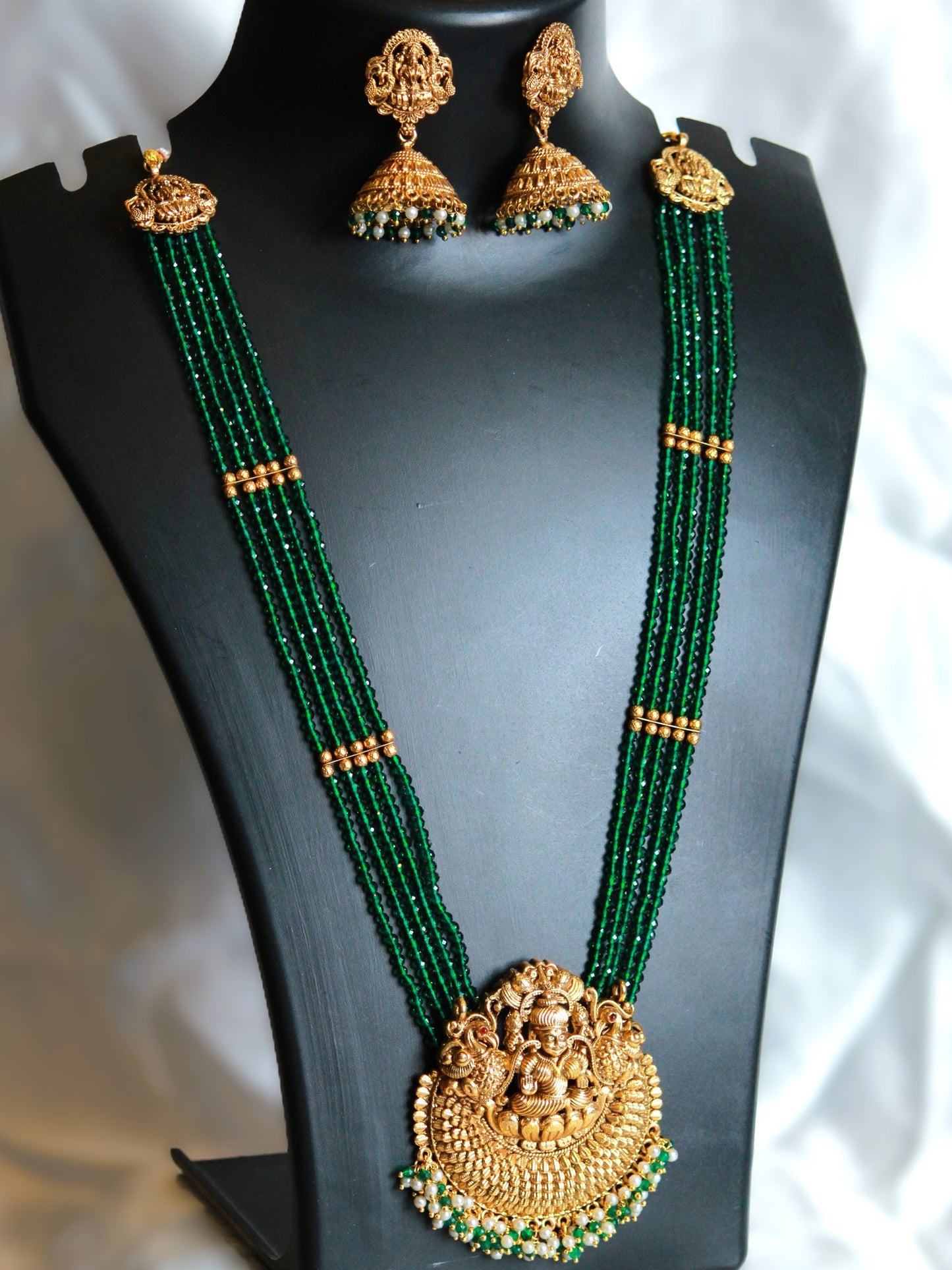 Green Srilakshmi Temple Jewellery Set