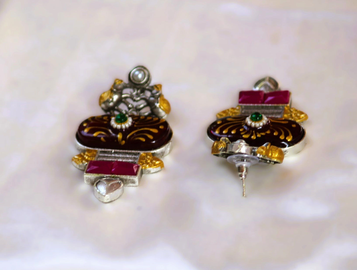 Maroon Mona Dual Tone Danglers