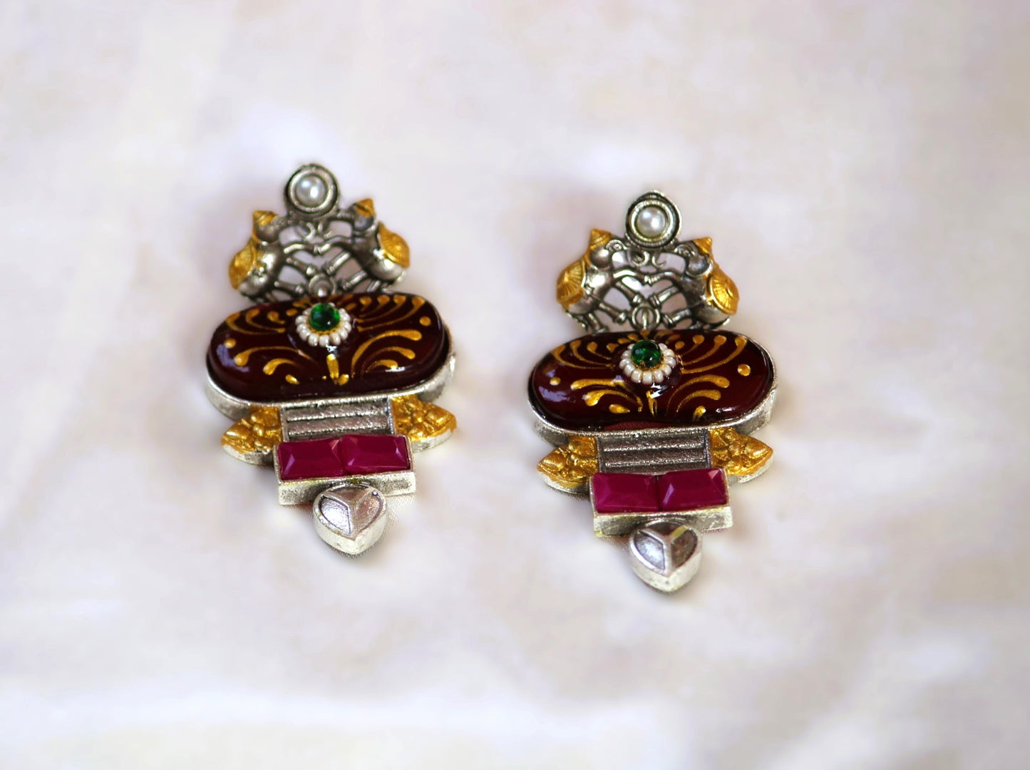 Maroon Mona Dual Tone Danglers