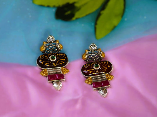Maroon Mona Dual Tone Danglers