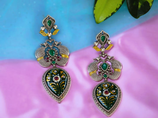Green Juhi Dual Tone Danglers