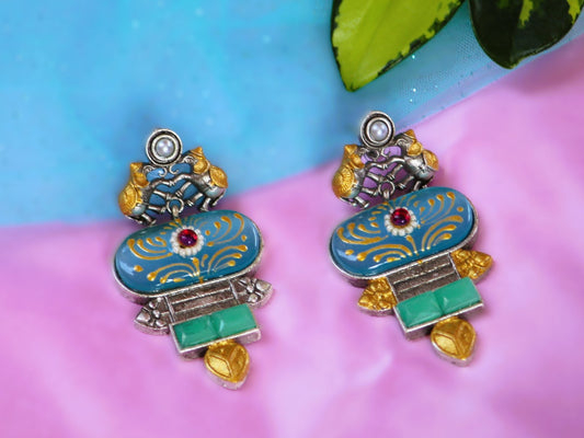 Blue Mona Dual Tone Danglers