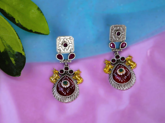 Maroon Keshini Dual Tone Danglers