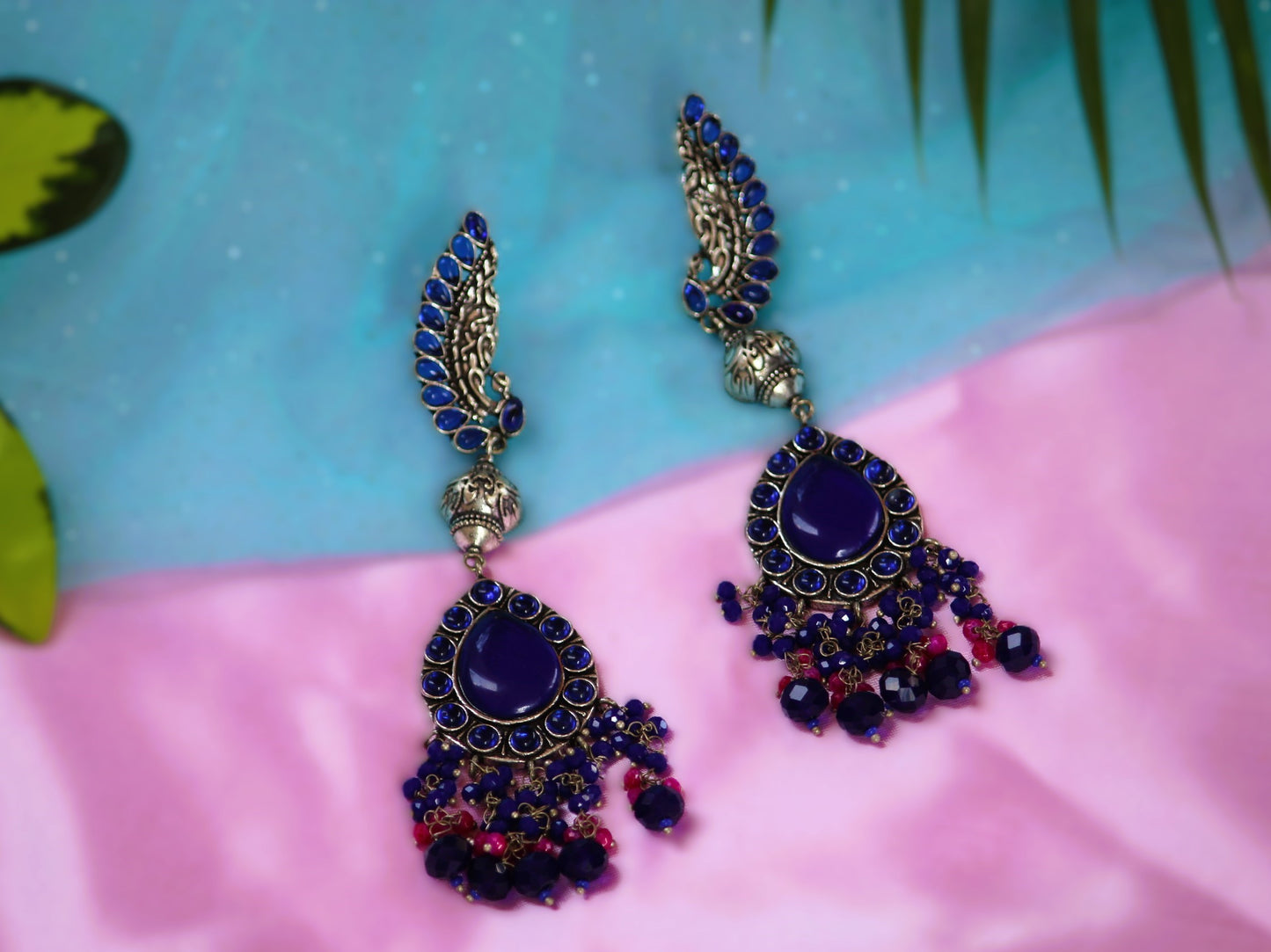 Royal Blue Tamasi Oxidised Danglers