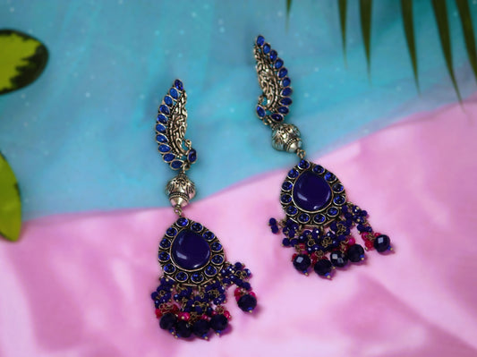 Royal Blue Tamasi Oxidised Danglers
