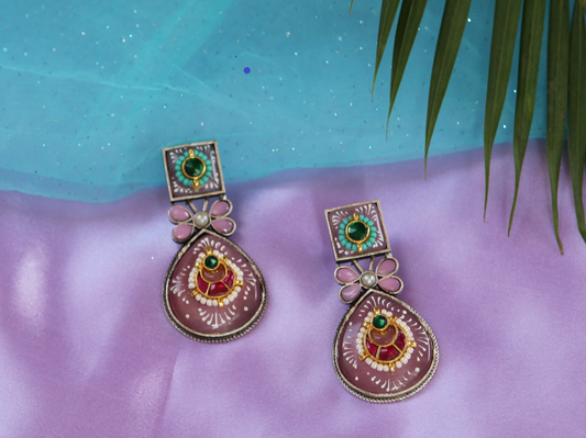 Blush Pink Sonika Dual Tone Danglers