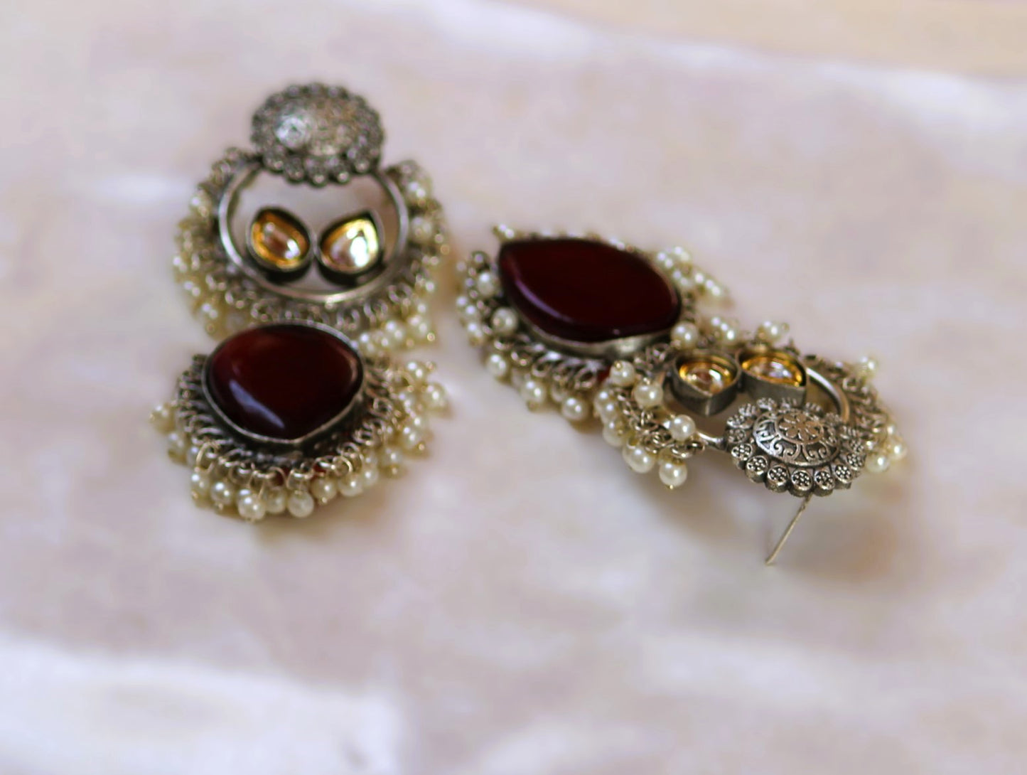 Maroon Priyanka Oxidised Danglers