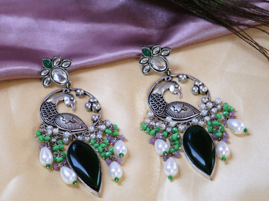 Green Shikha Oxidised Danglers