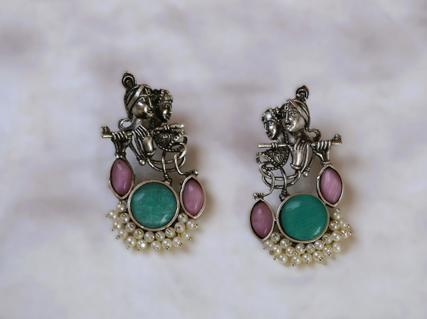 Multicolor Radhe Oxidised Danglers
