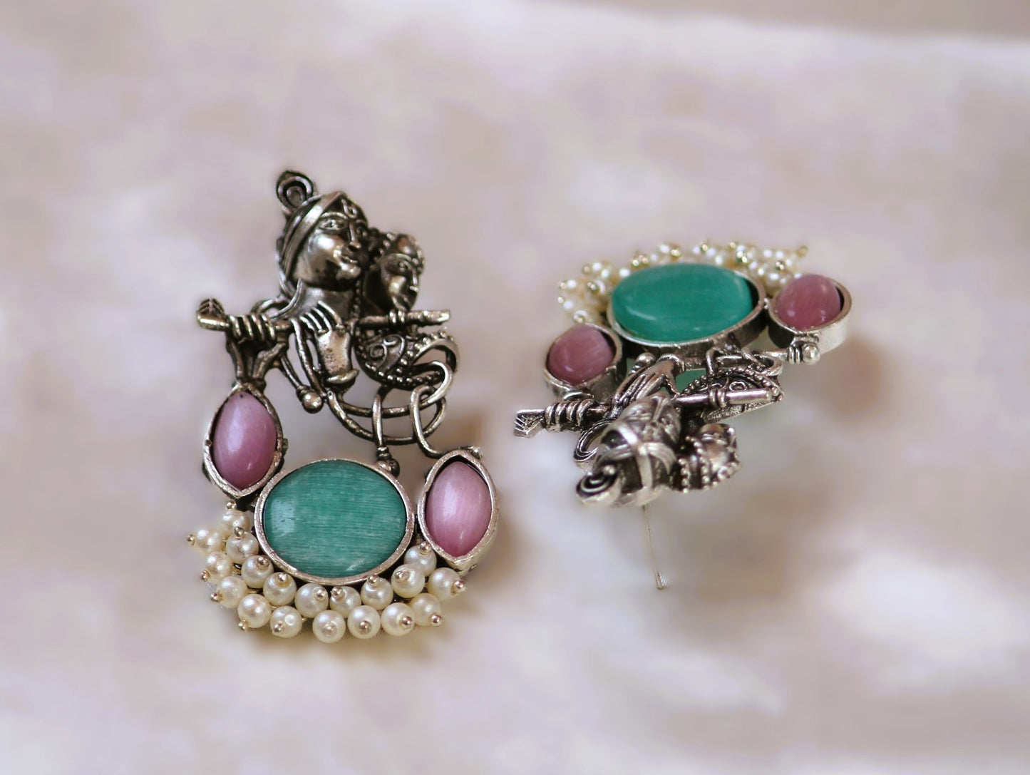 Multicolor Radhe Oxidised Danglers