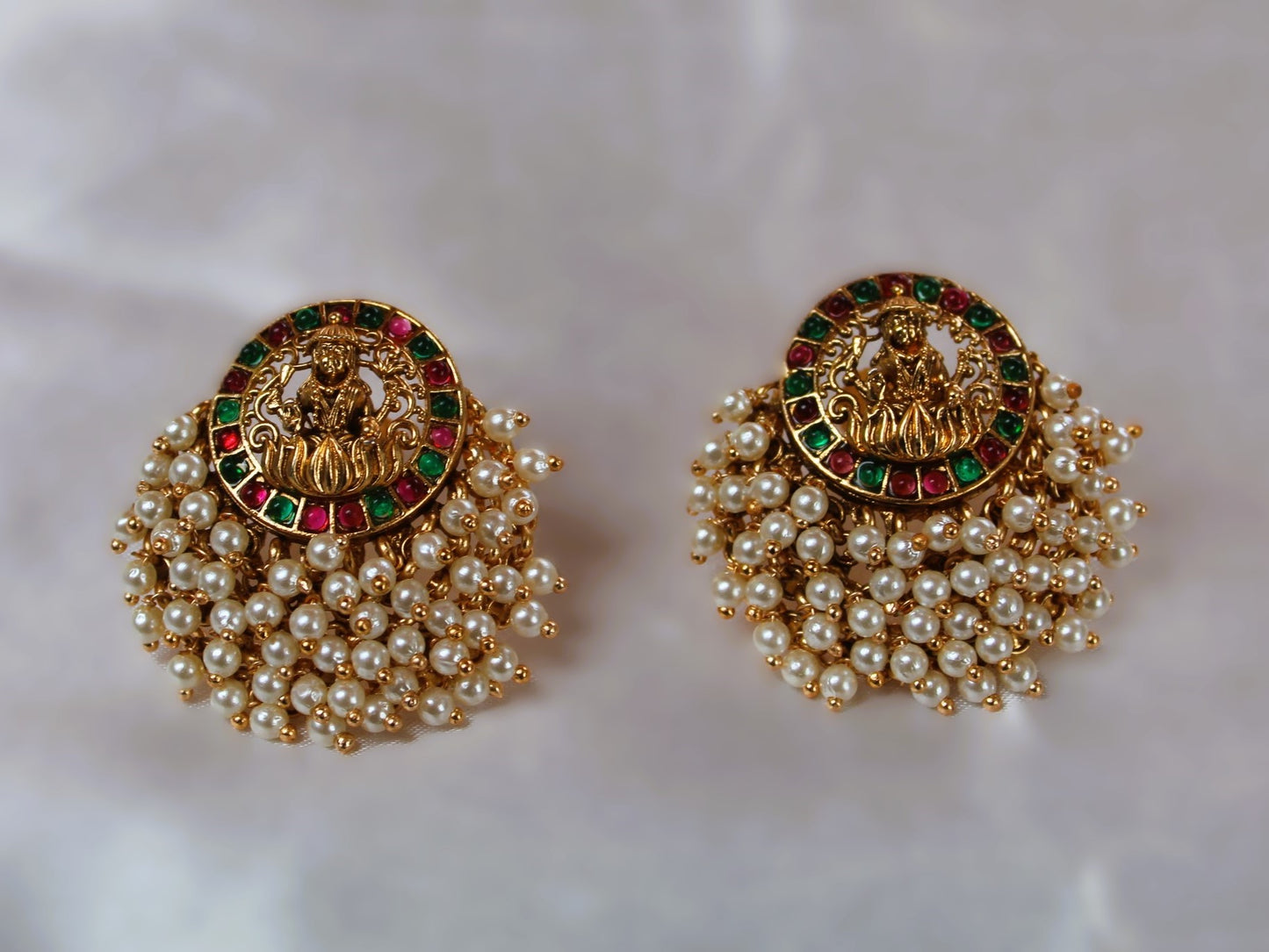 White Ambika Temple Studs
