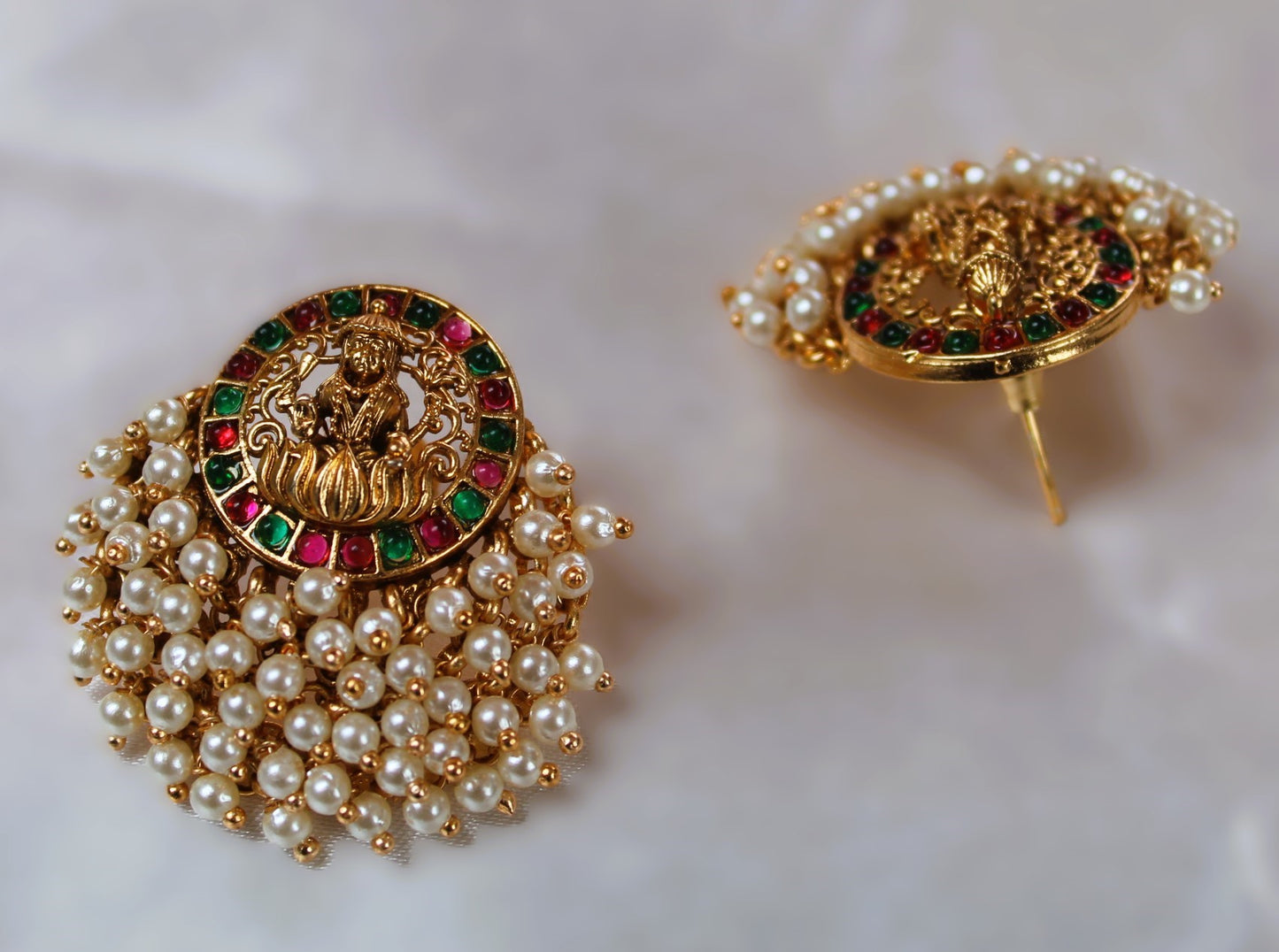White Ambika Temple Studs