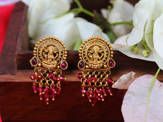 Red Saraswati Temple studs