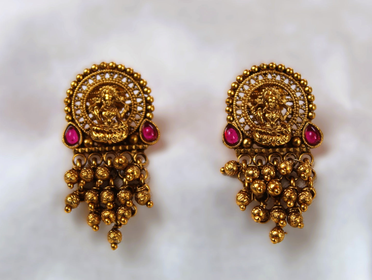 Golden Saraswati Temple Studs