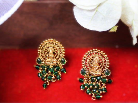 Green Saraswati Temple Studs