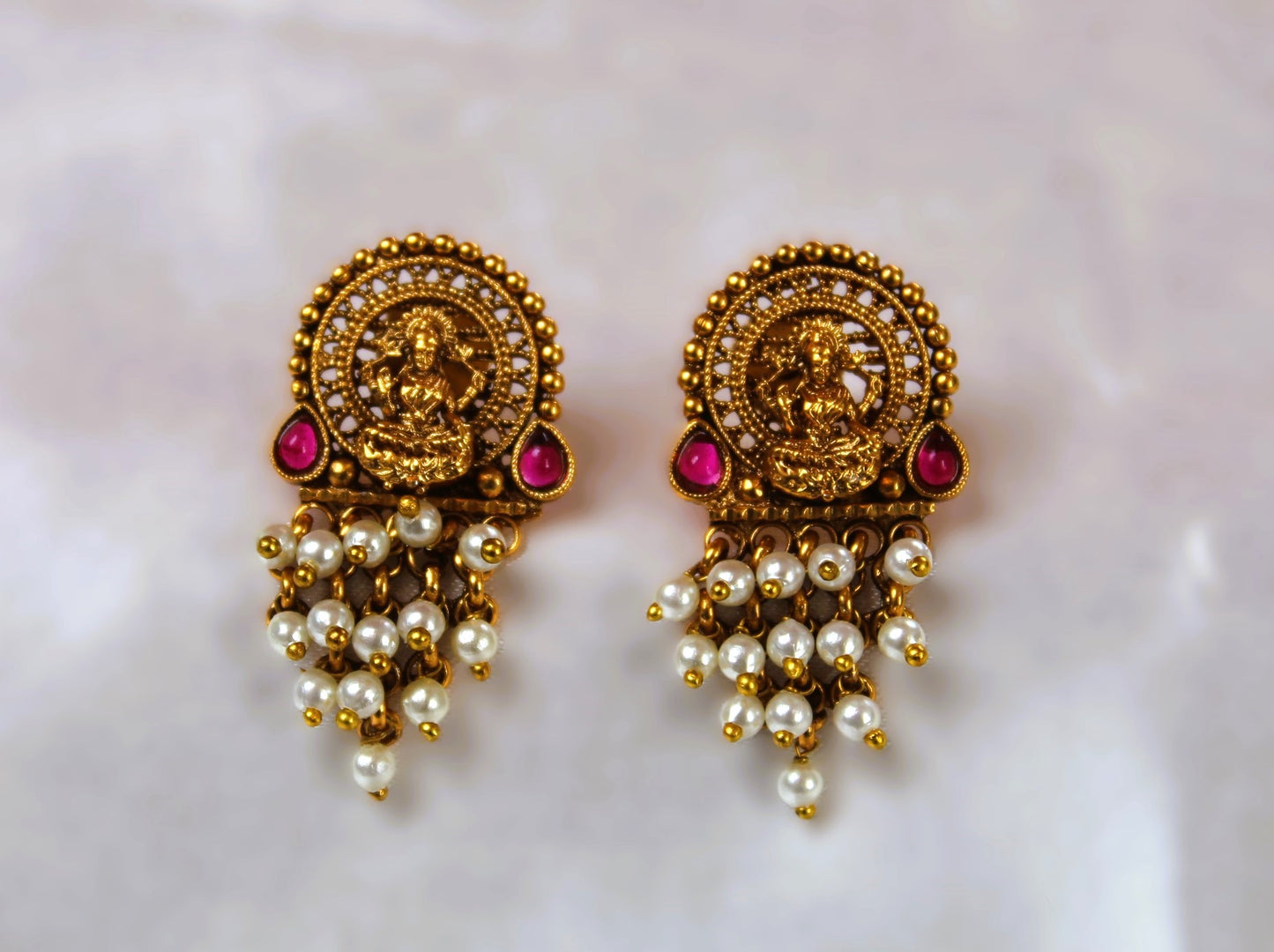 White Saraswati Temple studs