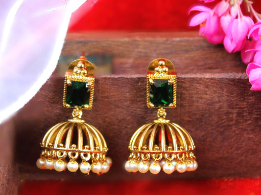 Green Parineeta Jhumkis