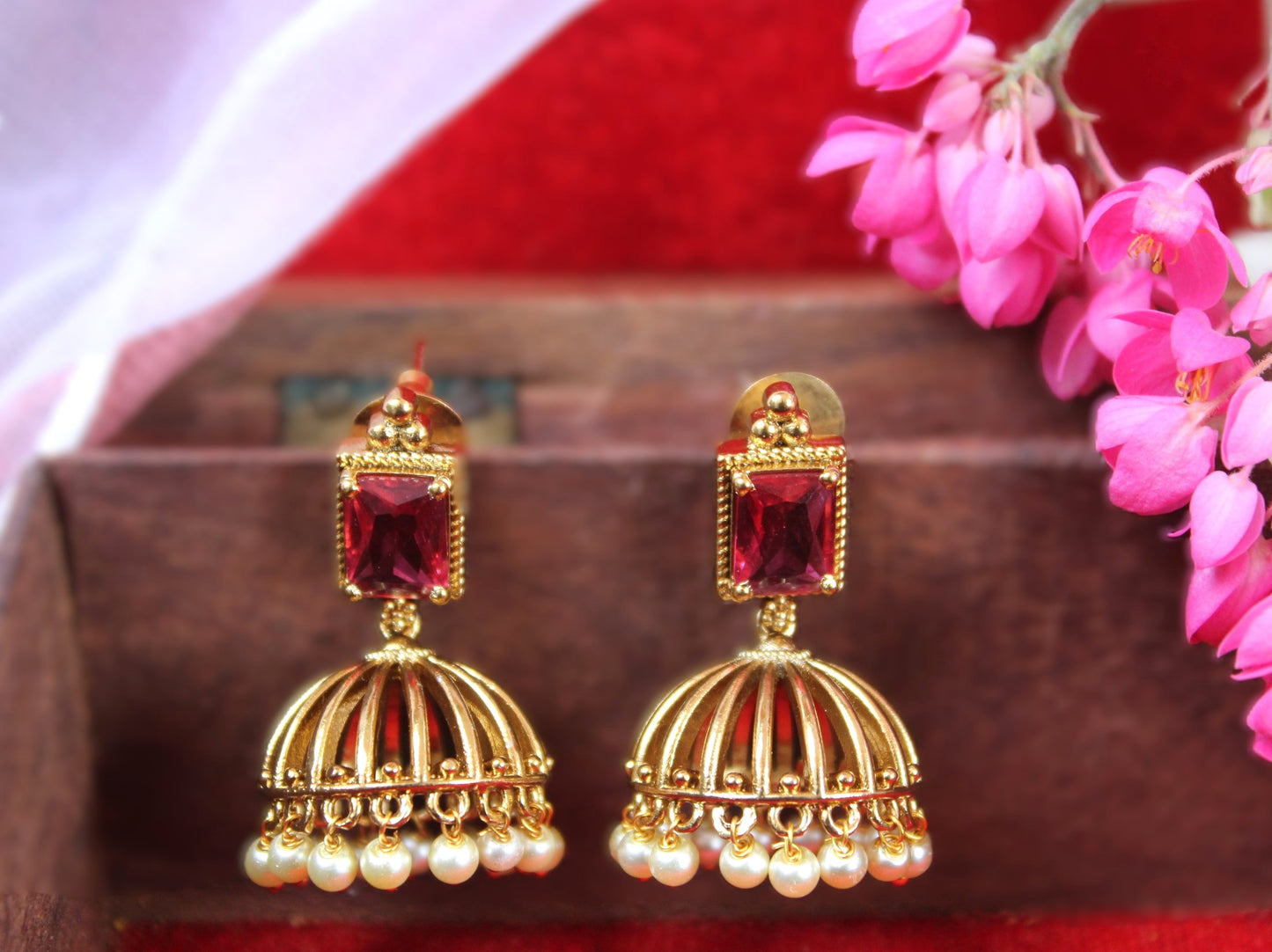 Pink Parineeta Jhumkis