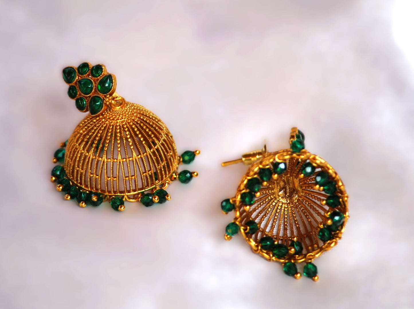 Green Tanisha Jhumkis