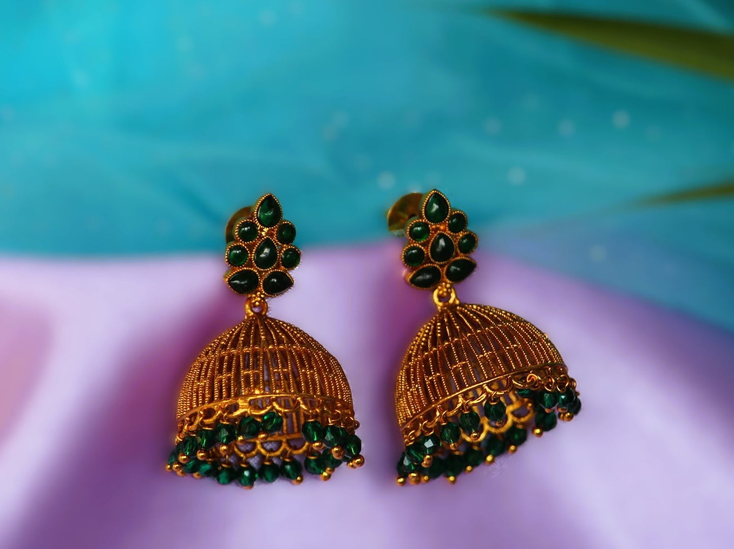Green Tanisha Jhumkis
