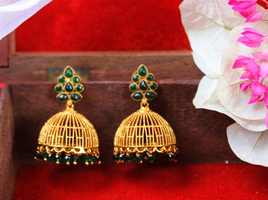 Green Tanisha Jhumkis